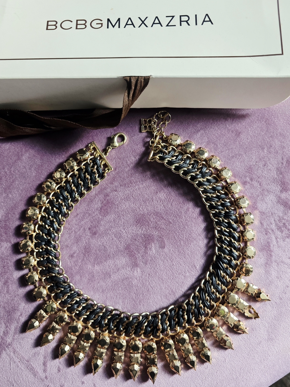 BCBGMaxAzria Gold and Black Layered Crystal Necklace